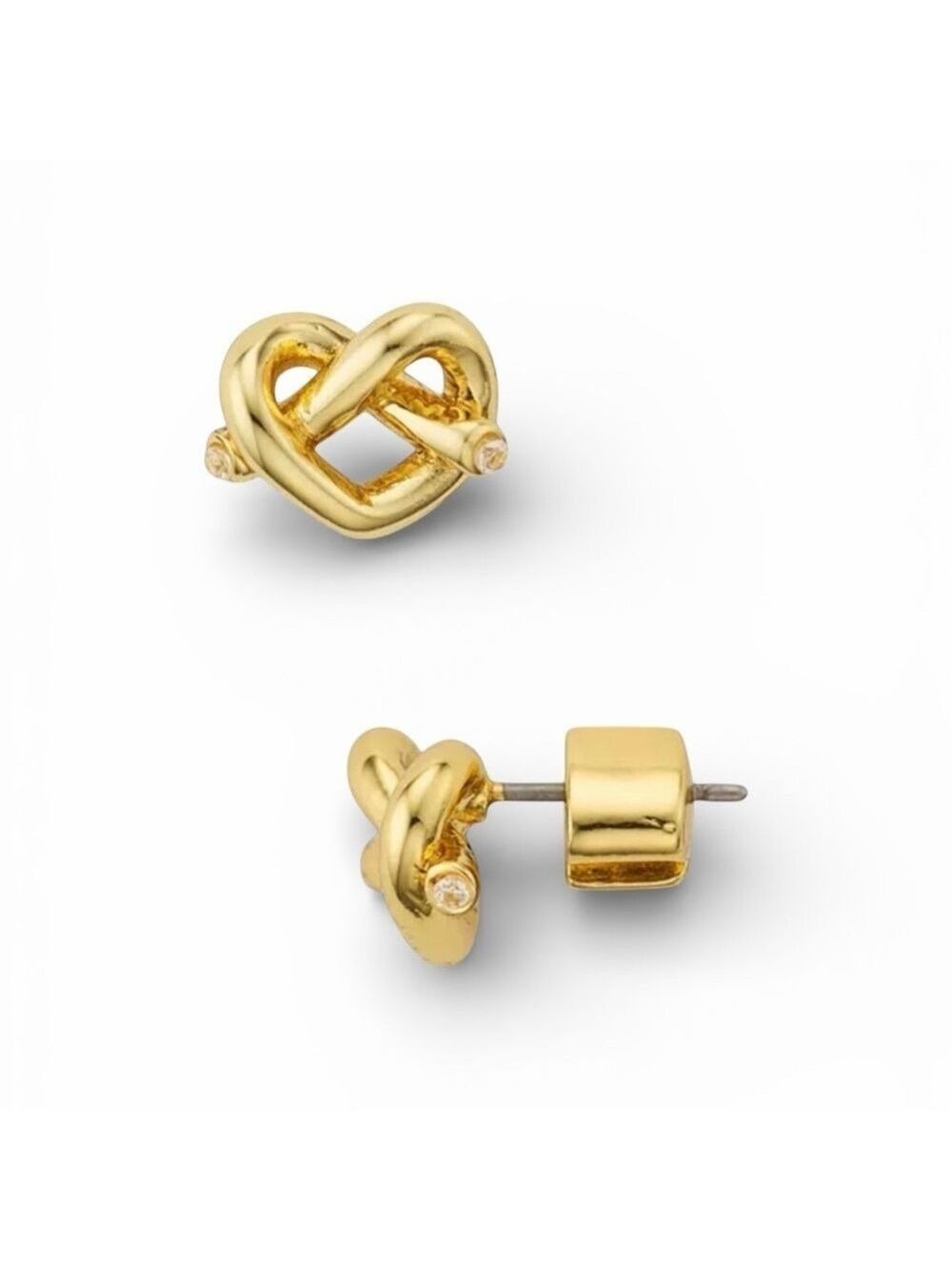 NWT Kate Spade Loved Me Knot Stud Earrings – Gold Plated w/ CZ Crystal